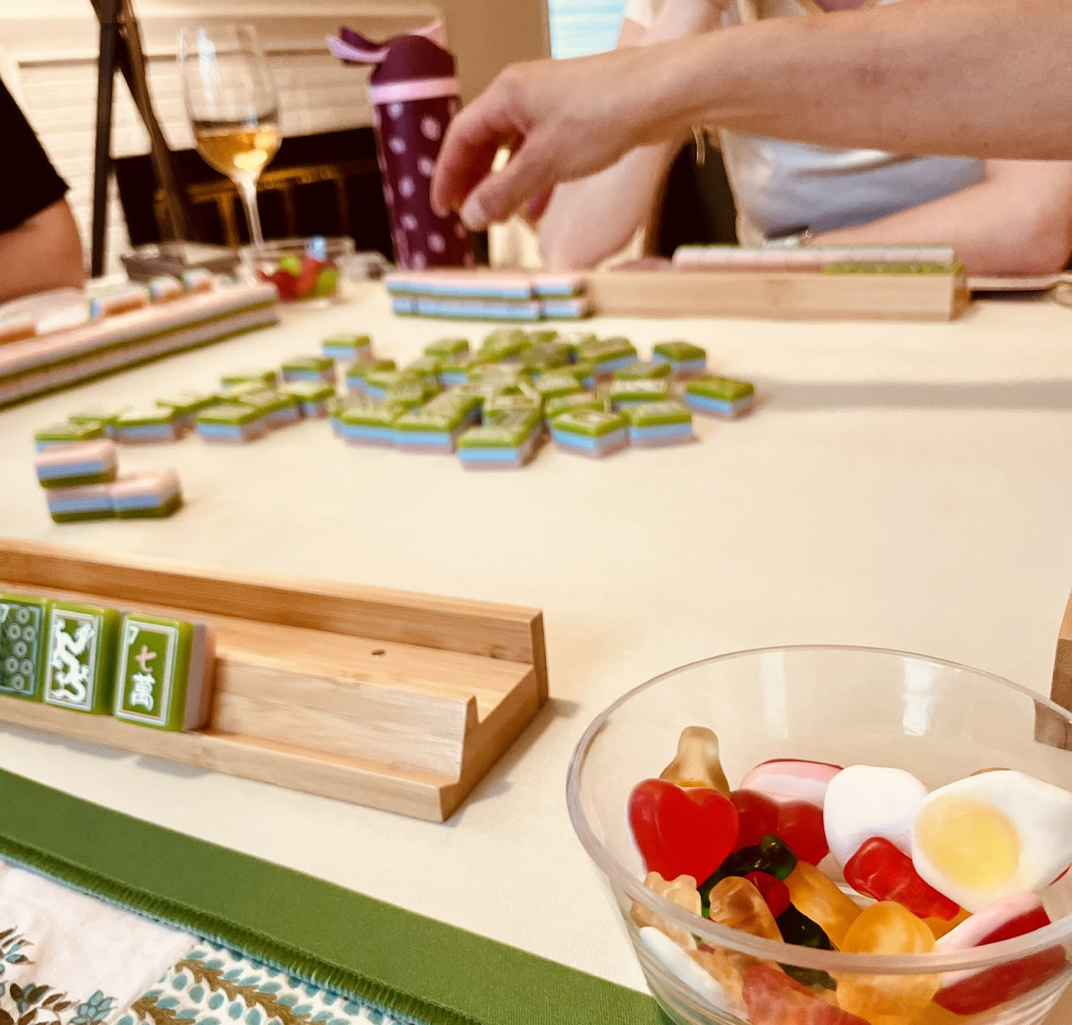 Friends playing mahjong together